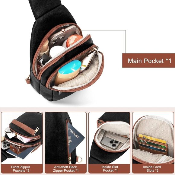 Small Sling Bag Women Vegan PU Leather Lightweight Travel Daily Use - Picture 6 of 7